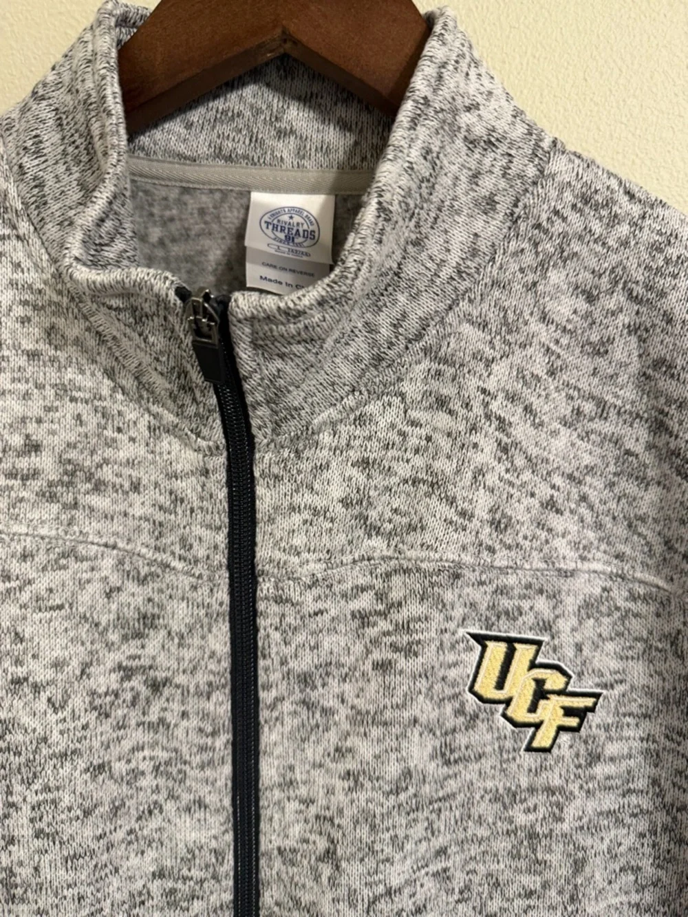 UCF Knights Full Zip Jacket Rivalry Threads Gray Fleece Embroidered L